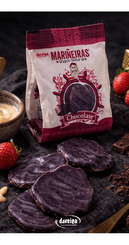Comprar Tostas de pan "MARIÑEIRAS" con chocolate negro 70%
